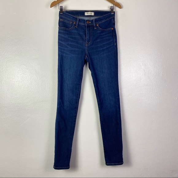 Madewell 9" Mid Rise Skinny Jeans Dark Blue Wash - Picture 3 of 12